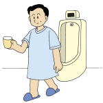 尿検査を受ける男性